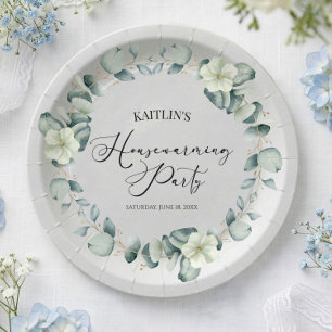 Groene Eucalyptus Botanische Huis Verwarming Feest Papieren Bordje