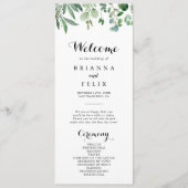 Groene Eucalyptus Botanische Huwelijksprogramma Programmakaart (Voorkant)