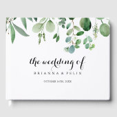 Groene Eucalyptus Botanische kalligrafie Weddensch Gastenboek (Voorkant)