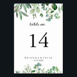 Groene Eucalyptus Botanische kalligrafie Weddensch Kaart<br><div class="desc">Dit groene eucalyptus botanische kalligrafie trouwtafelnummer is perfect voor een moderne bruiloft. Het ontwerp is voorzien van handgeschilderde artistieke mooie eucalyptus groene bladeren,  samengevoegd tot nette boeketten om uw evenement te verfraaien. Dit is een dubbelzijdig tabelnummer. Voeg elk tabelnummer dat u nodig hebt afzonderlijk aan uw winkelwagentje toe.</div>