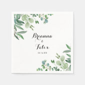 Groene Eucalyptus Botanische kalligrafie Weddensch Servet (Voorkant)