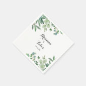 Groene Eucalyptus Botanische kalligrafie Weddensch Servet (Hoek)