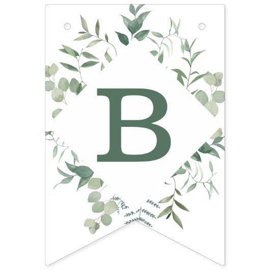 Groene eucalyptus botanische moderne bruidsdouche vlaggetjes (Tweede vlag)