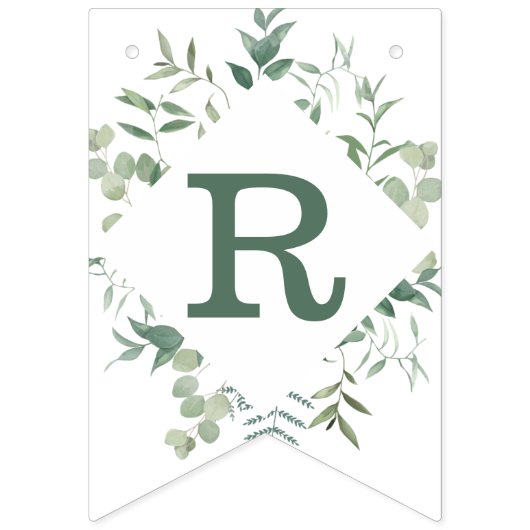 Groene eucalyptus botanische moderne bruidsdouche vlaggetjes (Derde vlag)