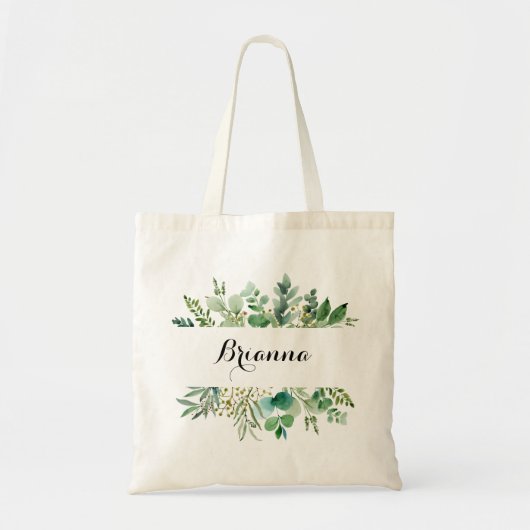 Groene Eucalyptus Botanische olievlek Bridesmaid Tote Bag (Voorkant)