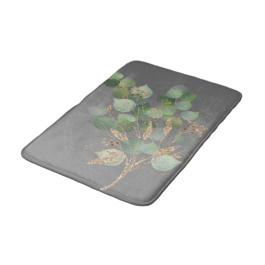 GROENE EUCALYPTUS BRANCH GRAY BATH MAT (Gekanteld)