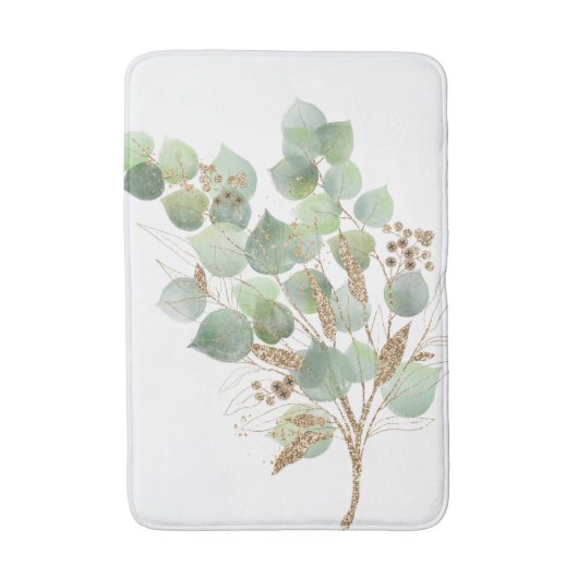 GROENE EUCALYPTUS BRANCH WITTE BATH MAT (Voorkant Verticaal)