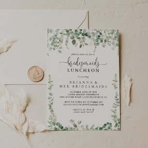 Groene Eucalyptus Bridesmaids Luncheon Shower Kaart