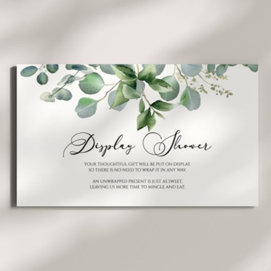 Groene Eucalyptus Bruids Baby shower Display Douch Informatiekaartje