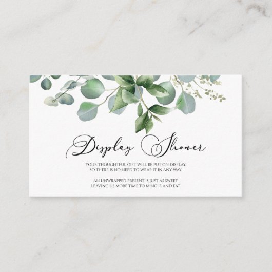 Groene Eucalyptus Bruids Baby shower Display Douch Informatiekaartje (Voorkant)