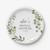 Groene Eucalyptus Bruidsdiner Papieren Bord (Voorkant)