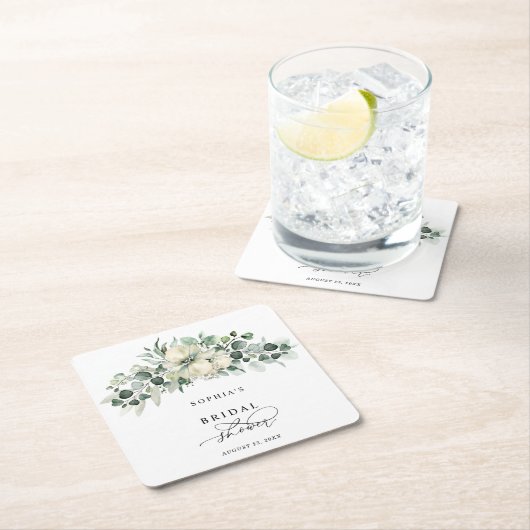 Groene Eucalyptus Bruidsdouche Kartonnen Onderzetters (Insitu)