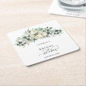 Groene Eucalyptus Bruidsdouche Kartonnen Onderzetters (Schuin)