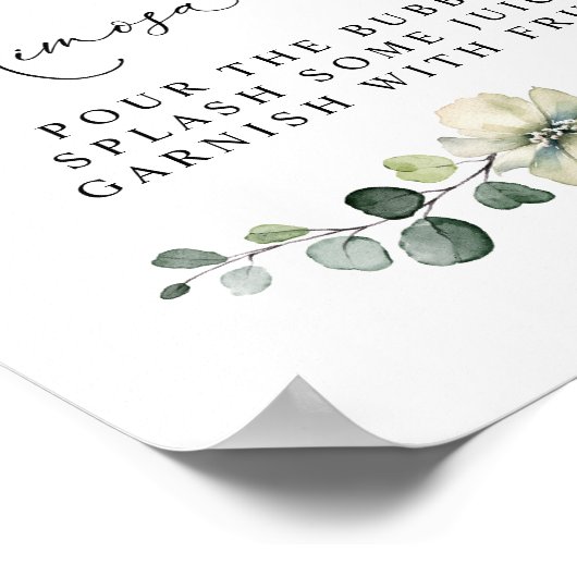 Groene Eucalyptus Bruidsdouche Mimosa Bar Poster (Hoek)