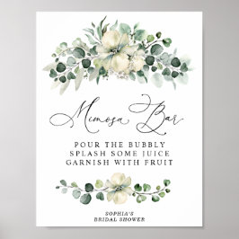 Groene Eucalyptus Bruidsdouche Mimosa Bar Poster