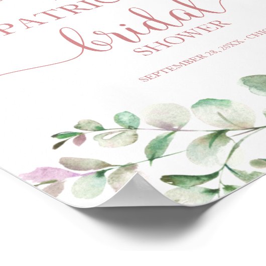 Groene Eucalyptus Bruidsdouche Welkomstposter Poster (Hoek)