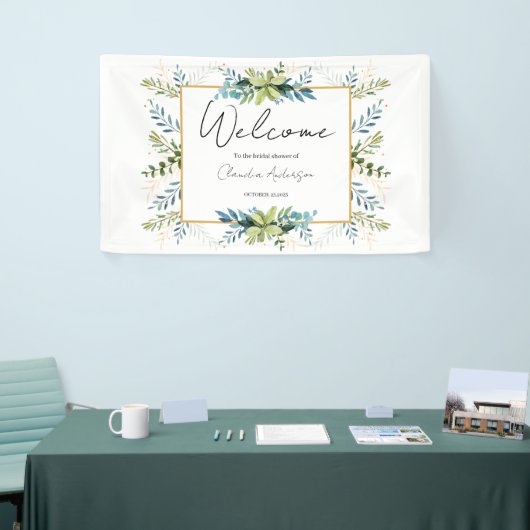 Groene eucalyptus bruidsfeest banner (Beurs)