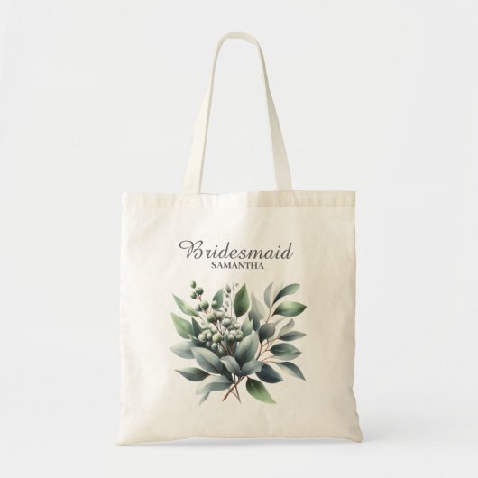 Groene Eucalyptus Bruidsmeisje Tote Bag (Voorkant)