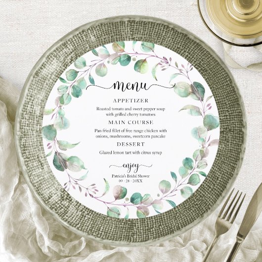 Groene Eucalyptus Bruidssalon Cirkelmenu Kaart