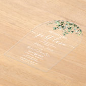 Groene Eucalyptus Bruiloft Acryl Uitnodigingen (Laagn)