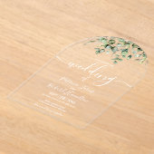 Groene Eucalyptus Bruiloft Acryl Uitnodigingen (Laagn)