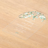 Groene Eucalyptus Bruiloft Acryl Uitnodigingen (Laagn)