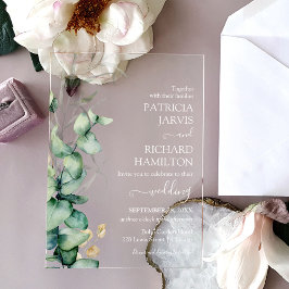 Groene Eucalyptus Bruiloft Acryl Uitnodigingen