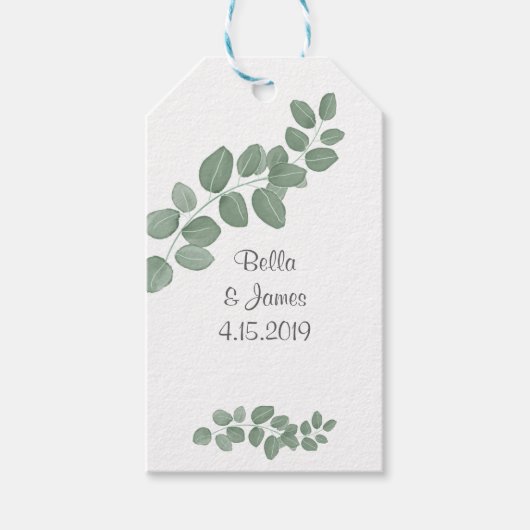 Groene eucalyptus bruiloft dank u Labels Cadeaulabel (Voorkant)