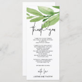 Groene Eucalyptus bruiloft Dank u Tafel Instelling Menu (Voorkant / Achterkant)