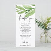 Groene Eucalyptus bruiloft Dank u Tafel Instelling Menu (Staand voorkant)