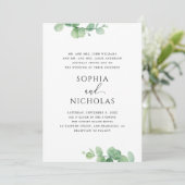 Groene Eucalyptus Bruiloft | Elegante Botanische Kaart (Staand voorkant)