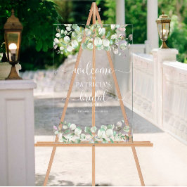 Groene Eucalyptus Bruiloft Feest Welkomstbord Acryl Bord