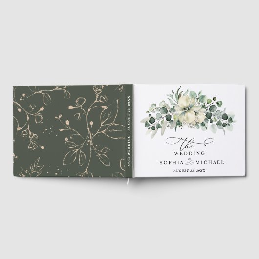 Groene Eucalyptus Bruiloft Gastenboek (Volledig)