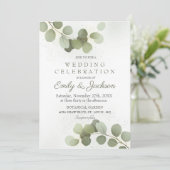 Groene Eucalyptus Bruiloft Kaart (Staand voorkant)