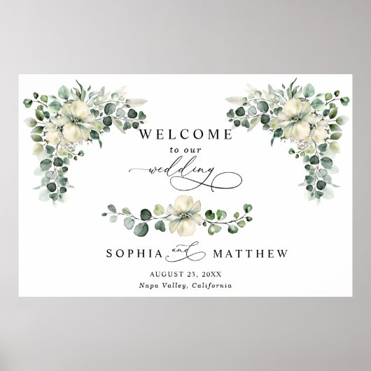 Groene Eucalyptus Bruiloft Poster (Voorkant)