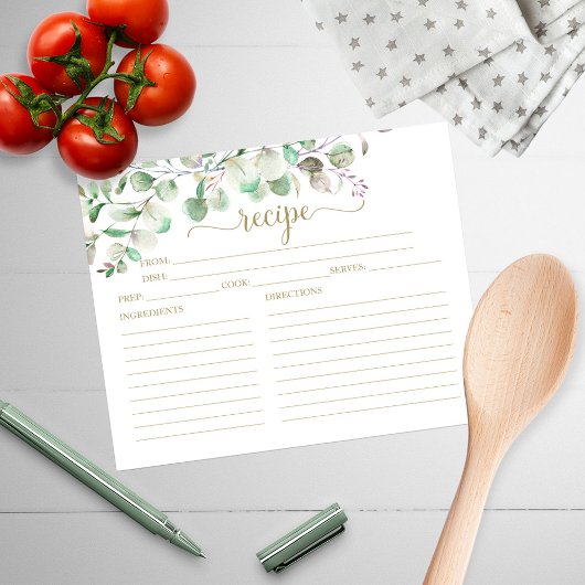 Groene Eucalyptus Bruiloft Recept Kaarten
