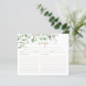 Groene Eucalyptus Bruiloft Recept Kaarten (Staand voorkant)
