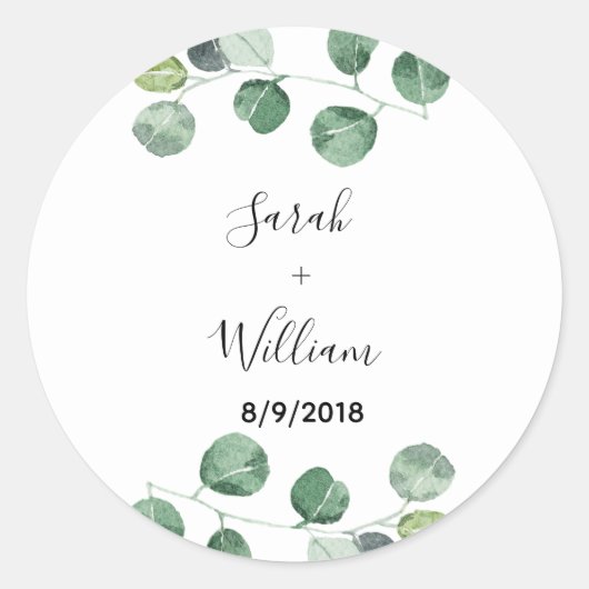 Groene Eucalyptus bruiloft Sticker (Voorkant)