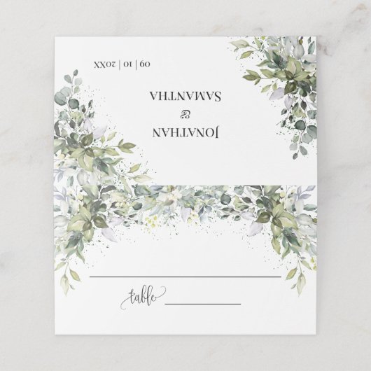 Groene Eucalyptus Bruiloft Stoelen Shower Vouwkaar Plaatskaartje (Buitenkant ongevouwen)