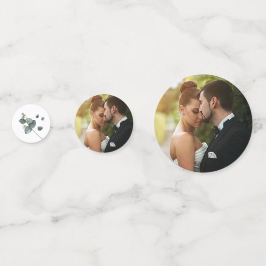 Groene Eucalyptus Bruiloft Tafel Decoratie Confett Confetti (Voorkanten)