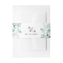 Groene Eucalyptus bruiloft uitnodiging buik band