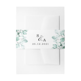 Groene Eucalyptus bruiloft uitnodiging buik band Uitnodigingen Wikkel