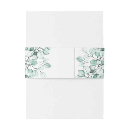 Groene Eucalyptus bruiloft uitnodiging buik band Uitnodigingen Wikkel (Achterkant Voorbeeld)