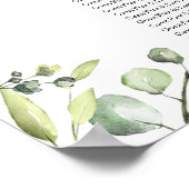 Groene Eucalyptus Bruiloftsontbijt Zitplaatskaart Poster (Hoek)