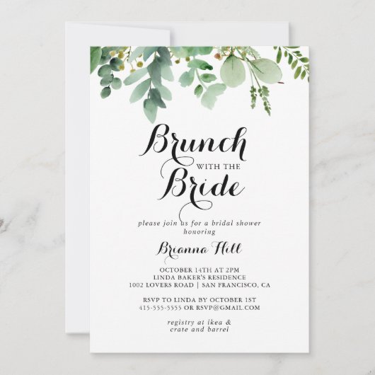 Groene Eucalyptus Brunch met bride Shower Kaart (Voorkant)