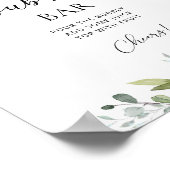 Groene eucalyptus bubbly bar bruiloft feest bord poster (Hoek)
