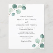 Groene Eucalyptus Budget Trouwuitnodiging (Voorkant)