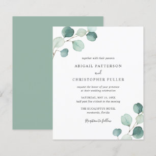 Groene Eucalyptus Budget Trouwuitnodiging