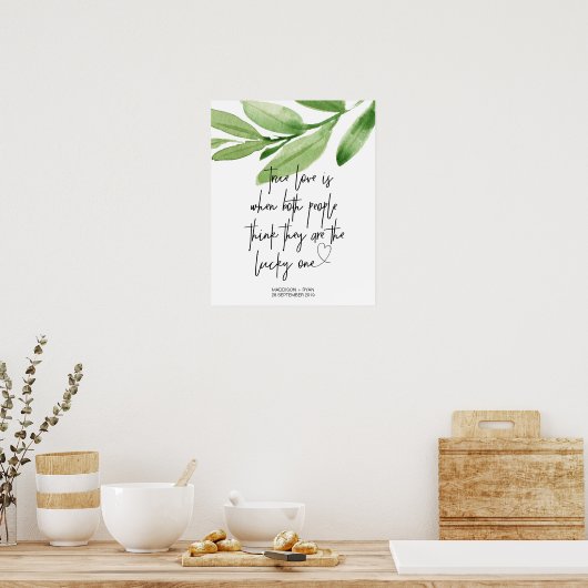 Groene Eucalyptus buitenshuis bruiloft True Love W Poster (Keuken)