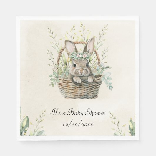 Groene eucalyptus Bunny Baby shower Servet (Voorkant)